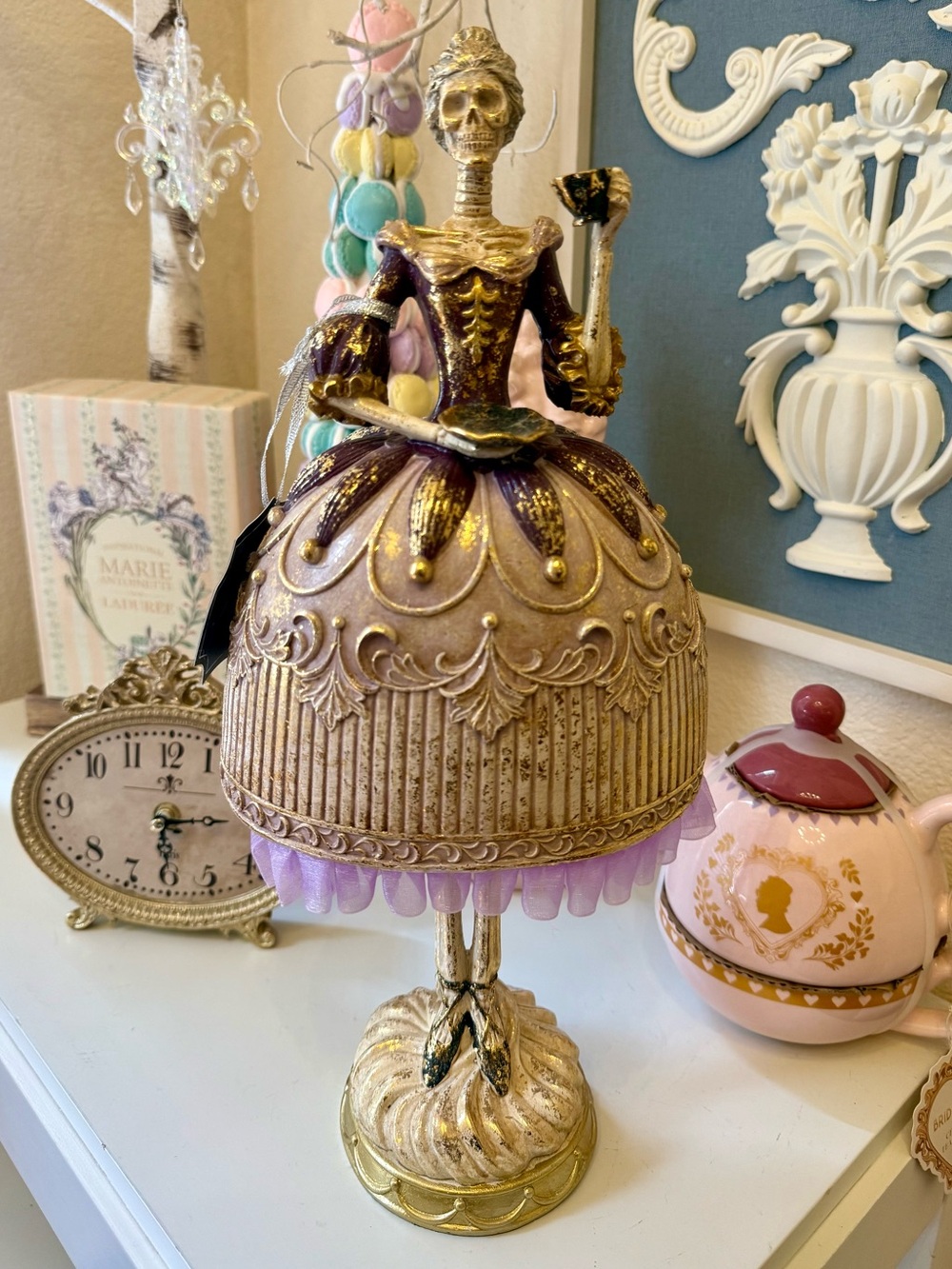 Halloween Marie Antoinette Skeleton Decorative Figurine Gothic Glam Victorian